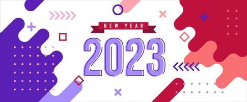 New year 2023 banner with modern geometric abstract background. happy new year greeting card design for year 2023 vector