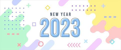 New year 2023 banner with modern geometric abstract background. happy new year greeting card design for year 2023 vector