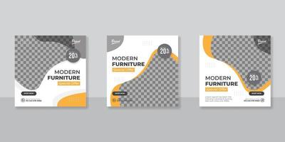 Modern Furniture social media post templates design vector