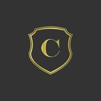 initials c elegant gold logo vector