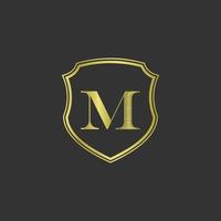 iniciales m elegante logo dorado vector