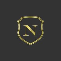 initials n elegant gold logo vector