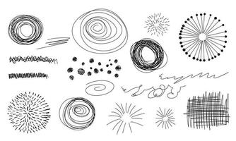 Set of hand draw abstract elements for you desightn in doodle style.  Waves circles squiggles. Vector illustration