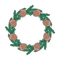 Beautiful winter wreath with fir branches and cones isolated vector
