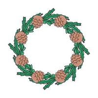 Beautiful winter wreath with fir branches and cones isolated vector