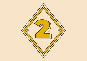 Vintage retro style frame with number two on it vector