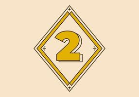 Vintage retro style frame with number two on it vector