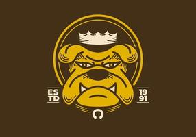 Retro art illustration of a angry bulldog face with crown vector