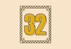 Vintage rectangle frame with number 32 on it vector