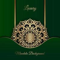 green luxury background  with gold mandala ornament vector
