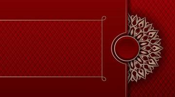 red luxury background, with mandala and gold border vector