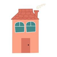 Pink house in the style of a doodle on a white background vector