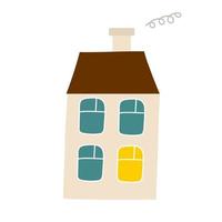 beige house in the style of a doodle. Vector isolated image for use in web design and graphics
