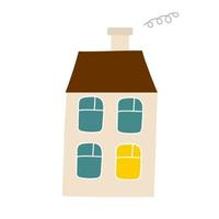 beige house in the style of a doodle. Vector isolated image for use in web design and graphics