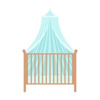 Baby crib icon in flat style isolated on white background. Furniture for a newborn. Vector illustration.