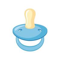 Blue baby pacifier icon in flat style isolated on white background. Vector illustration.