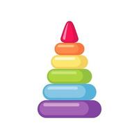 Children pyramid toy icon in flat style isolated on white background. Toddler training educational toy. Fine motor development. Vector illustration.