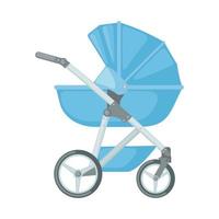 Baby carriage icon in flat style isolated on white background. Blue baby stroller. Vector illustration.