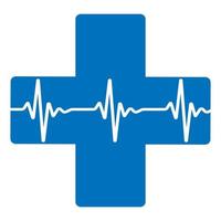 Blue medical cross and pulse vector