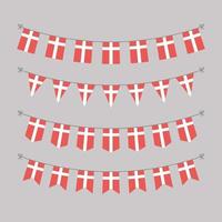 Danish Flags in Garlands vector