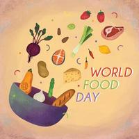 World Food Day Crayon Paint Poster Background vector