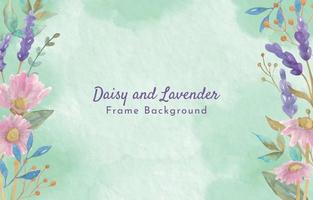 Daisy and Lavender Frame Background Watercolor vector