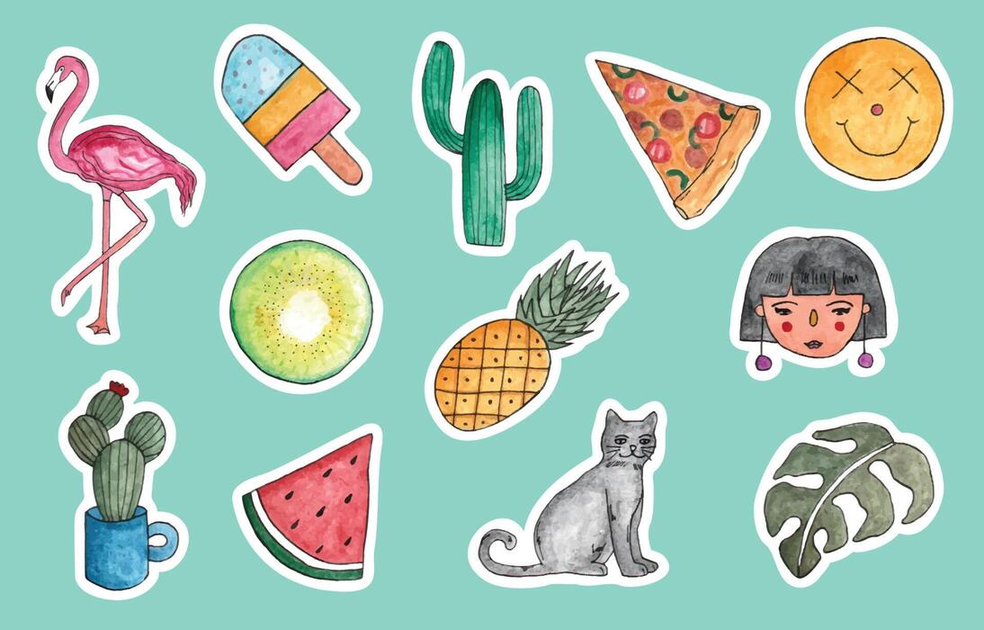 Watercolor Sticker Vector Art, Icons, and Graphics for Free Download