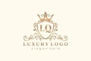 Initial LQ Letter Royal Luxury Logo template in vector art for Restaurant, Royalty, Boutique, Cafe, Hotel, Heraldic, Jewelry, Fashion and other vector illustration.