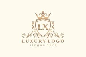 Initial LX Letter Royal Luxury Logo template in vector art for Restaurant, Royalty, Boutique, Cafe, Hotel, Heraldic, Jewelry, Fashion and other vector illustration.