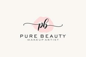 diseño de logotipo prefabricado inicial de labios de acuarela pb, logotipo para marca comercial de artista de maquillaje, diseño de logotipo de boutique de belleza rubor, logotipo de caligrafía con plantilla creativa. vector