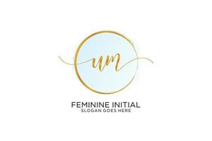 Initial UM handwriting logo with circle template vector signature, wedding, fashion, floral and botanical with creative template.