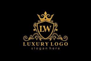 Initial LW Letter Royal Luxury Logo template in vector art for Restaurant, Royalty, Boutique, Cafe, Hotel, Heraldic, Jewelry, Fashion and other vector illustration.