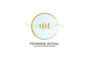 Initial UU handwriting logo with circle template vector signature, wedding, fashion, floral and botanical with creative template.