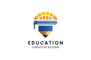 diseño de logotipo de icono de lápiz educativo con concepto creativo vector