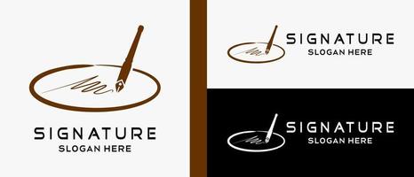 signature logo design template with dip in creative and simple concept. premium vector logo illustration