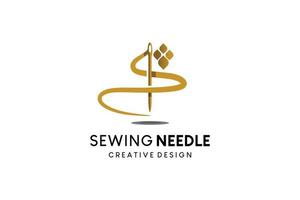 Sewing needle icon logo design with sewing thread in the shape of the letter S vector