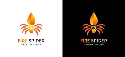diseño de logotipo de icono de ilustración de vector de araña de fuego
