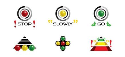 A collection of colorful traffic light icon illustration designs vector