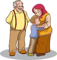 grandparents and grandchild vector illustration