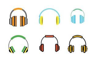 conjunto de auriculares vector colorido