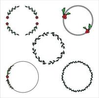 Collection of Tree Branch Christmas Frame Circle vector