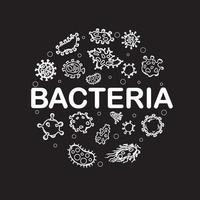 bacterias de virus concepto de vector redondo ilustraciones en blanco y negro