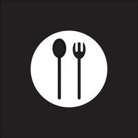 Icon Spoon and Fork Black and White Vector