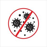 Symbol Stop Sign of Virus, Bacteria, Germs and Microbe Isolated on White Background Vector