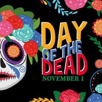 día de muertos con calavera de calaca vector