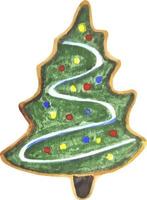 galleta de navidad pan de jengibre árbol de navidad acuarela dibujado a mano clipart aislado vector