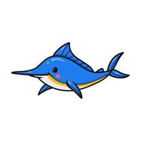 Cute little marlin cartoon swimming vector