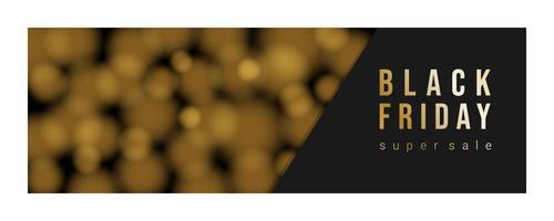 Black Friday sale banner flyer. Commercial discount banner. Black Friday golden sign with golden blurred spheres. vector