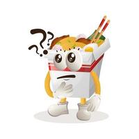 Cute ramen mascot asking questions vector