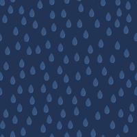 Seamless hand drawn water drop pattern. Rain dark blue background for textile, wrapping paper, web design, postcards, banners. vector